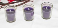 Purple Wax Votive Table Candle in Clear Glass Holder - Small
